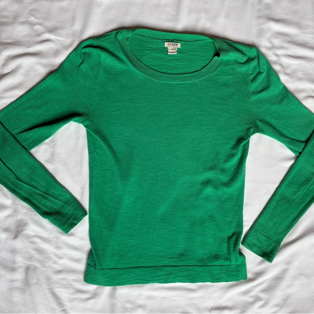 J. Crew Vibrant Green Crew Neck Sweater
